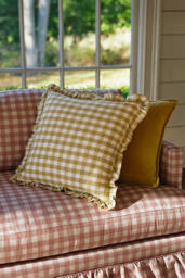 Ana Cotton Gingham Printed Ruffle Cushion - thumbnail 5