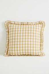 Ana Cotton Gingham Printed Ruffle Cushion - thumbnail 2