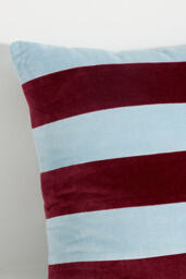 Andie Striped Cotton Velvet Cushion - thumbnail 3