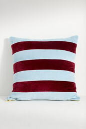 Andie Striped Cotton Velvet Cushion - thumbnail 1