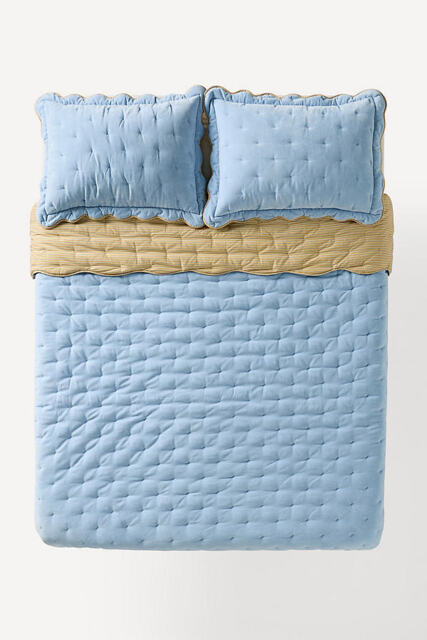 Abbott Cotton Velvet Solid Scalloped Bedspread - image 1