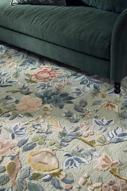 Tufted Wool-Viscose Painterly Floral Rug - image 1