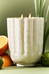 Capri Blue Volcano Scalloped Capiz Glass Candle - thumbnail 4