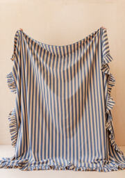 TBCo Navy Stripe Ruffle Cotton Duvet Cover - thumbnail 1