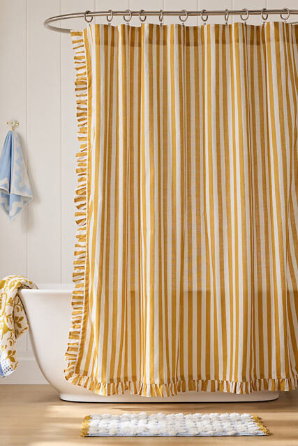 Maeve Cotton Ruffled Stripe Shower Curtain - image 1