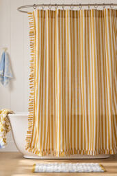 Maeve Cotton Ruffled Stripe Shower Curtain - thumbnail 1