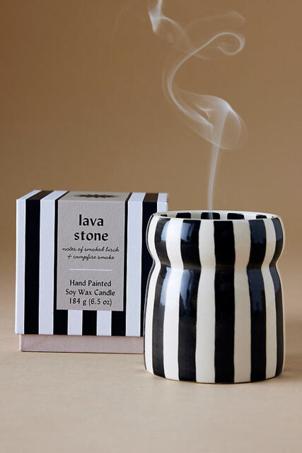 Paddywax Cabana Lava Stone Striped Ceramic Candle - image 1