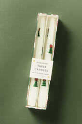 Holiday Pressed Bead Taper Candles, Set of 2