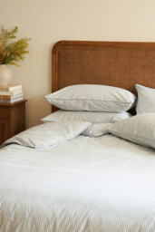 Dip & Doze Blue Stripe Reversible Organic Cotton Pillowcase, Set of 2 - thumbnail 2