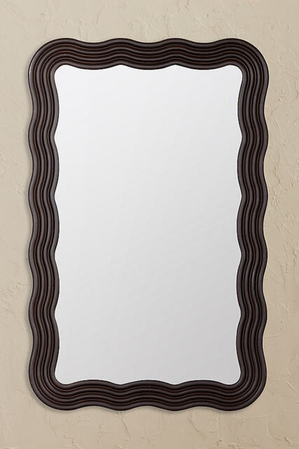 Kendra Wavy Mahogany Mirrored Bathroom Wall Cabinet - image 1
