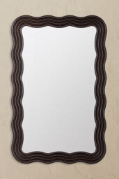 Kendra Wavy Mahogany Mirrored Bathroom Wall Cabinet - thumbnail 1