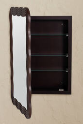 Kendra Wavy Mahogany Mirrored Bathroom Wall Cabinet - thumbnail 2
