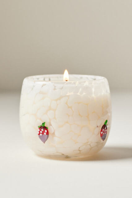 Chocolate Strawberry Gourmand Strawberries and Creme Valentine's Day Icon Glass Candle - image 1