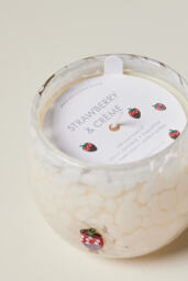 Chocolate Strawberry Gourmand Strawberries and Creme Valentine's Day Icon Glass Candle - thumbnail 2