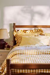 Gingham Ruffle Yarn-Dyed Cotton Quilted Bedspread - thumbnail 2