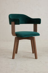 Brooke Velvet-Upholstered Beech Wood Swivel Dining Chair - thumbnail 3