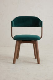 Brooke Velvet-Upholstered Beech Wood Swivel Dining Chair - thumbnail 2