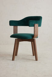 Brooke Velvet-Upholstered Beech Wood Swivel Dining Chair - thumbnail 1