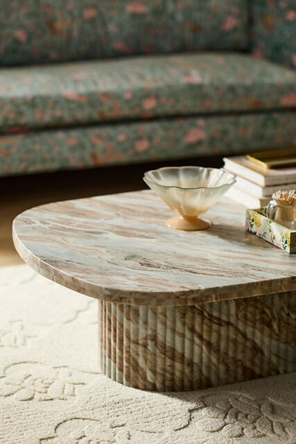 "Kanta Oval 55"" Fluted Marble Coffee Table" - image 1