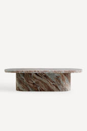 "Kanta Oval 55"" Fluted Marble Coffee Table" - thumbnail 2