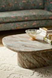 "Kanta Oval 55"" Fluted Marble Coffee Table"