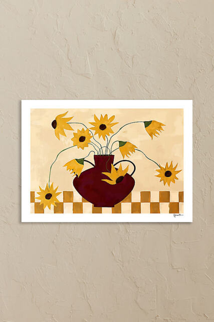 The Poster Club Sunflowers in Burgundy Vase Art Print