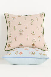 Rosalie Cotton Embroidered Floral Cushion - thumbnail 2