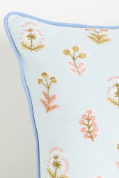 Rosalie Cotton Embroidered Floral Cushion - thumbnail 4
