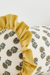 Cotton Block-Print Ruffle Cushion - thumbnail 3