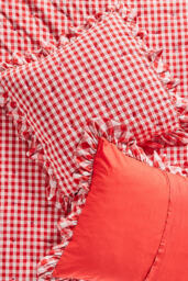 Gingham Ruffle Yarn-Dyed Cotton Cushion