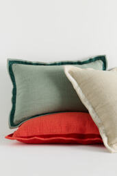 By Anthropologie Emory Linen Velvet Bordered Pillow - thumbnail 3
