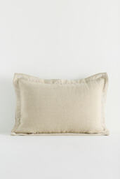By Anthropologie Emory Linen Velvet Bordered Pillow - thumbnail 1