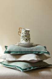 By Anthropologie Emory Linen Velvet Bordered Pillow - thumbnail 4