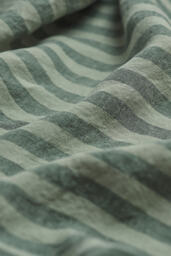 Piglet In Bed Pine Green Pembroke Stripe Linen Fitted Sheet - thumbnail 2