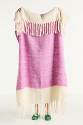 Laurie Herringbone Woven Wool Fringe Throw Blanket
