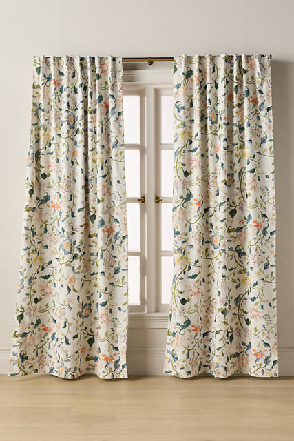 By Anthropologie Hattie Cotton Floral Printed Blackout Curtain - image 1