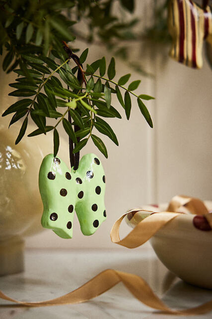 Damson Madder Spot Bow Papier-Mâché Ornament