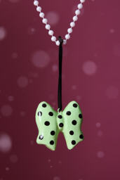 Damson Madder Spot Bow Papier-Mâché Ornament - thumbnail 2
