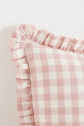 Ana Cotton Gingham Printed Ruffle Cushion - thumbnail 3