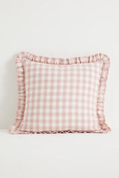 Ana Cotton Gingham Printed Ruffle Cushion - thumbnail 2