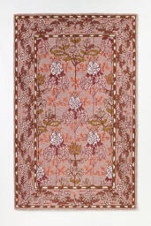 Tufted Hooked Wool Floral Border Rug