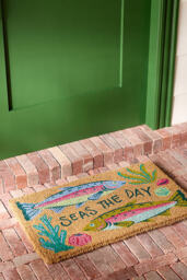 Seas the Day Fish Printed Coir Doormat