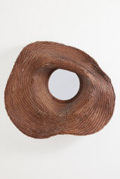 Undulating Woven Rattan Round Mirror - thumbnail 2