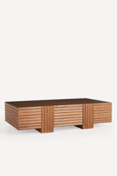Omari Carved Oak Rectangle Coffee Table - thumbnail 2