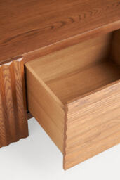 Omari Carved Oak Rectangle Coffee Table - thumbnail 3