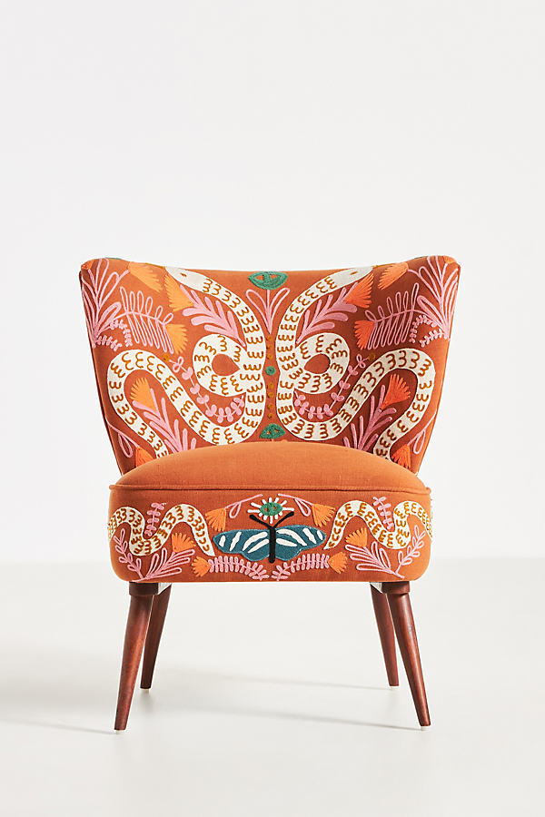 Kaia Embroidered Petite Accent Chair by Anthropologie