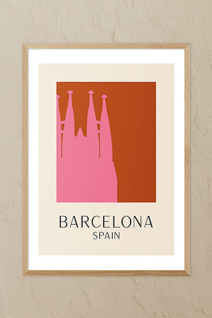 East End Prints Barcelona Oak Framed Wall Art Print