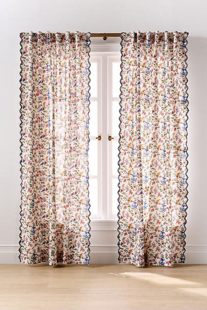 Alina Cotton Printed Floral Scalloped Curtain - image 1