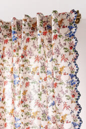Alina Cotton Printed Floral Scalloped Curtain - thumbnail 2