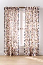 Alina Cotton Printed Floral Scalloped Curtain